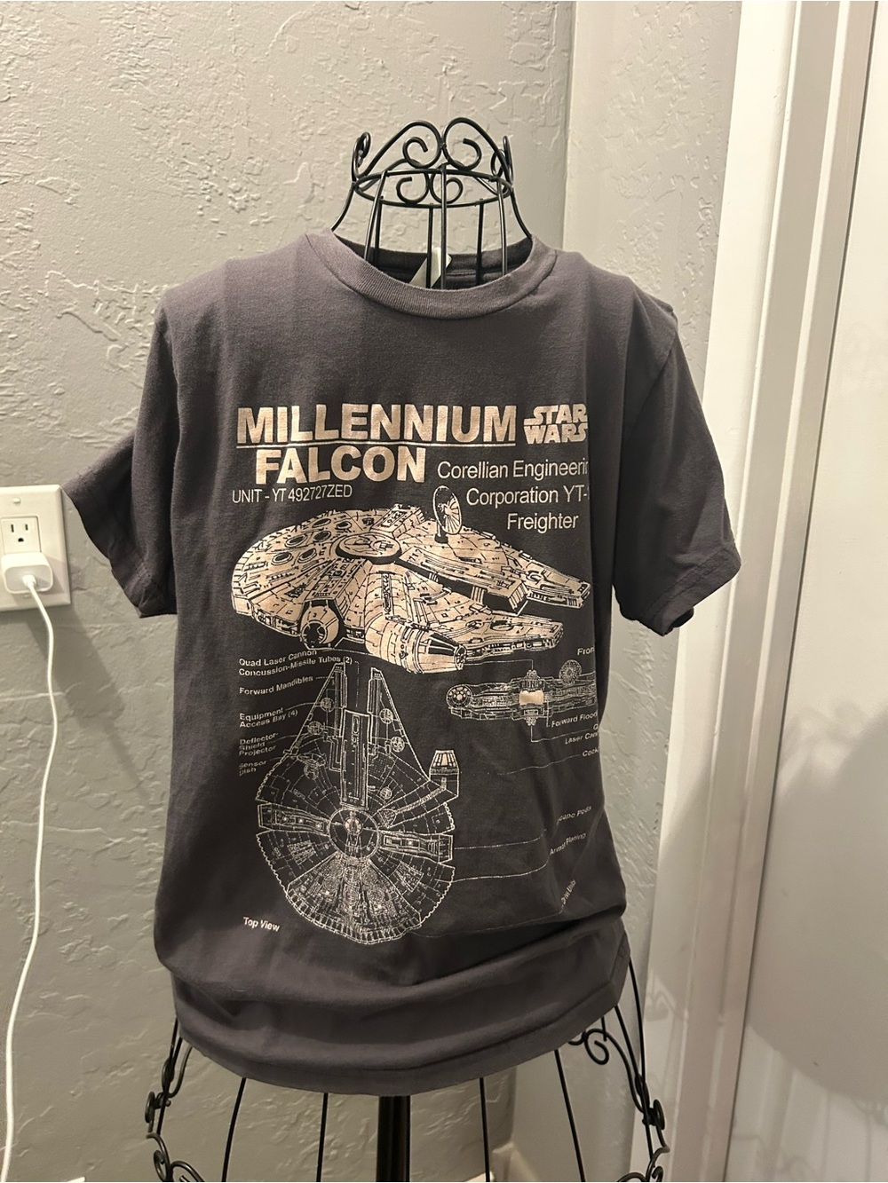 Star Wars Millennium Falcon Schematic Tee - Charcoal Gray